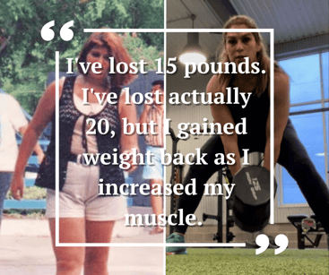 Anita Tello testimonial, "I've lost 15 pounds. I've lost actually 20, but I gained weight back as I increased my muscle."